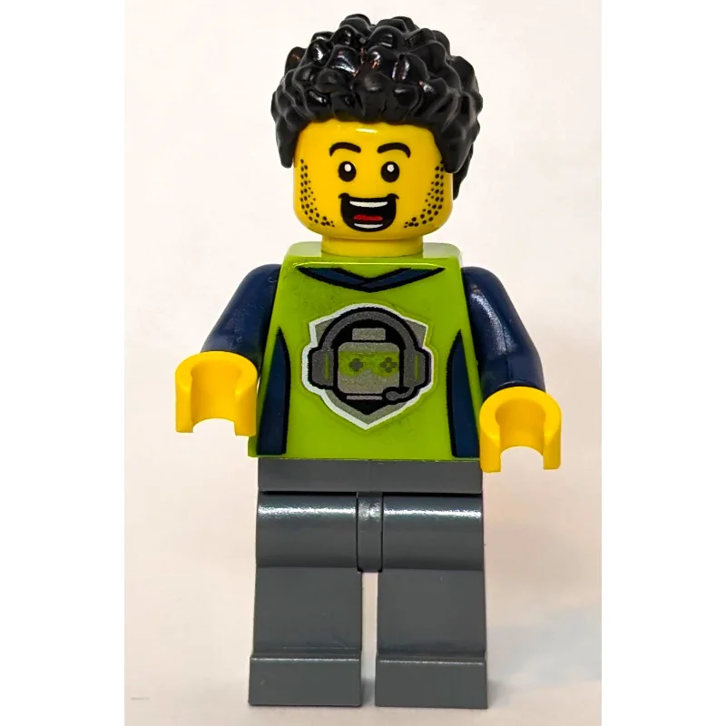 Man, Lime Jacket, Dark Bluish Gray Legs, Black Hair
