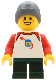 Kid - White Torso, Dark Green Legs, Dark Bluish Grey Beanie