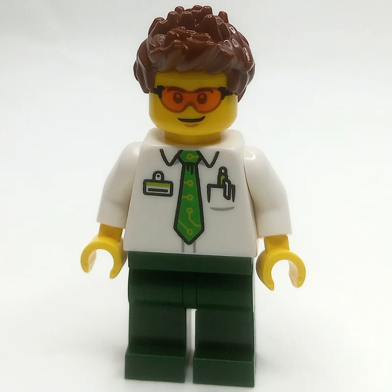 Man, White Shirt, Dark Green Legs, Orange Glasses