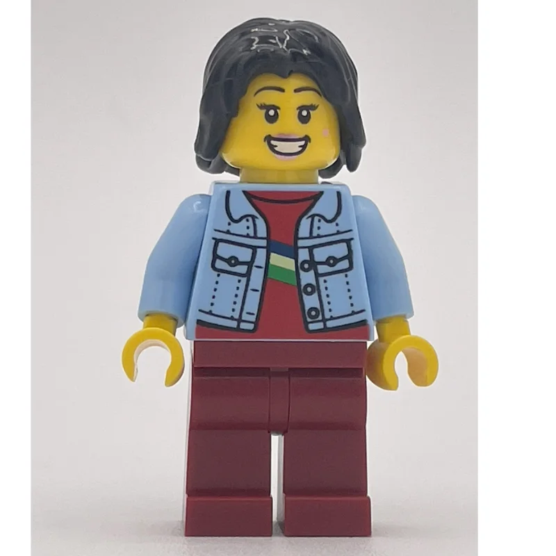 Bright Light Blue Torso, Dark Red Legs, Black Hair