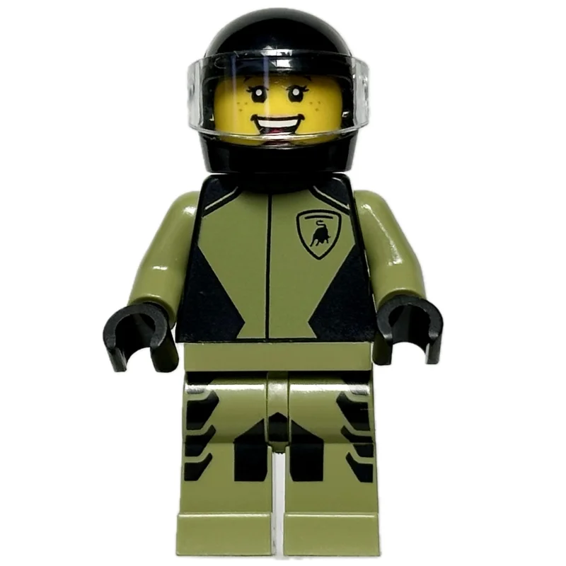Race Driver - Olive Green Suit, Lamborghini, Black Helmet