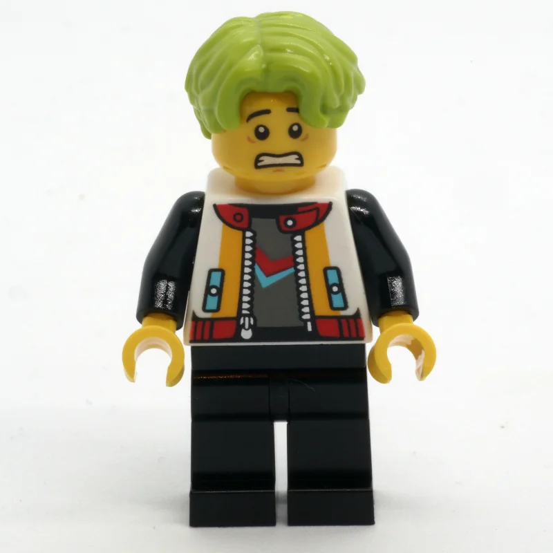 Man, White Jacket, Black Legs, Lime Hair