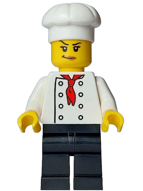 Chef - White Torso, Black Legs, White Hat, Red Scarf, White Hat