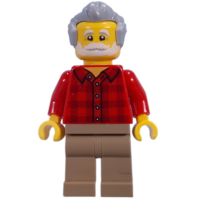 Visitor, Red Torso, Dark Tan Legs, Light Bluish Grey Hair