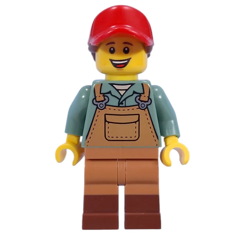 Gardener, Sand Blue Torso, Medium Nougat Apron, Red Cap