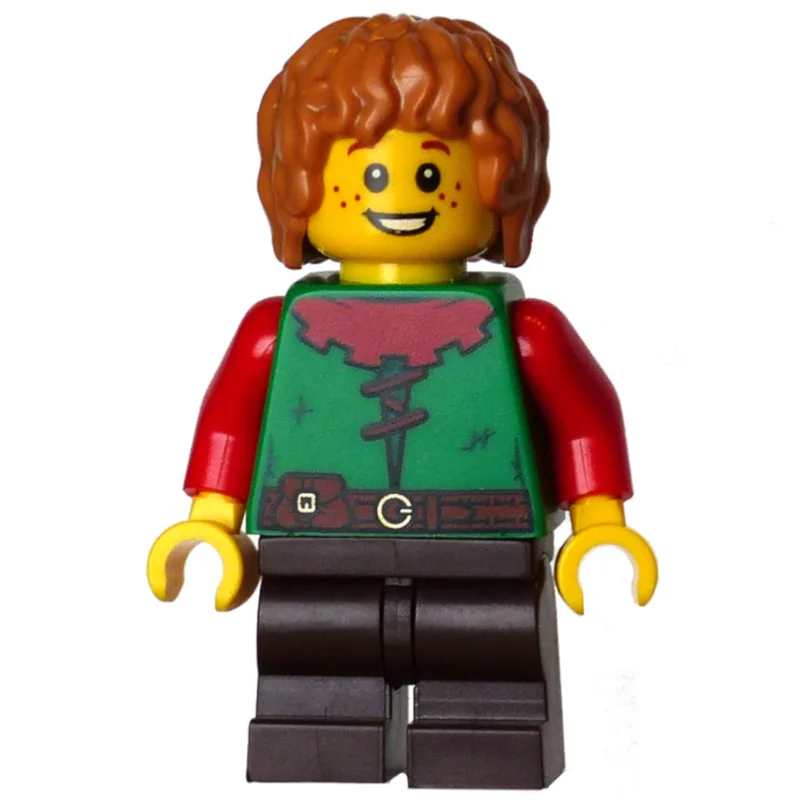 Elf, Green Torso, Dark Brown Legs, Medium Nougat Hair
