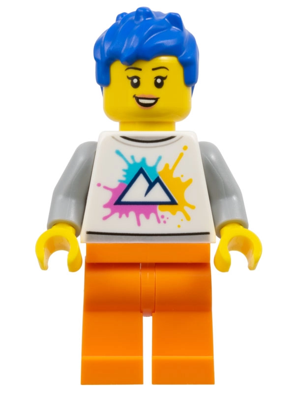 Park Rider, White Torso, Orange Legs, Blue Hair