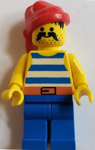 Pirate - Blue Stripes, Blue Legs, Red Bandana, Black Belt Buckle, 3626b