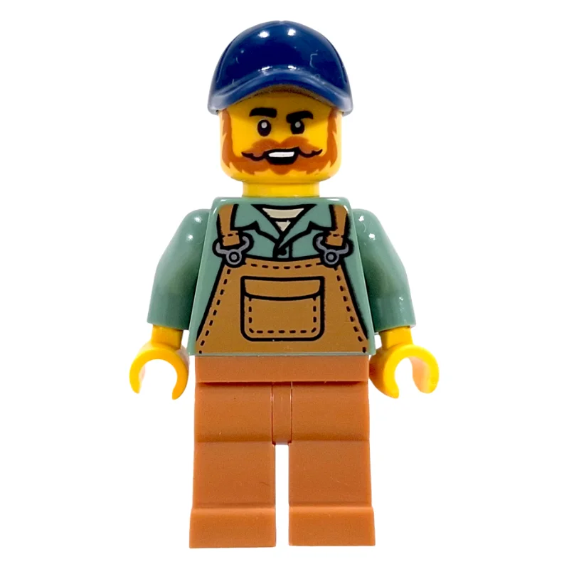 Farmer, Sand Green Shirt, Medium Nougat Legs, Dark Blue Cap