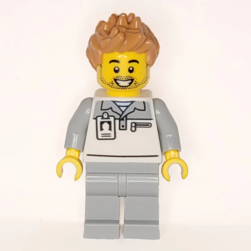 Garage Worker, White/Light Bluish Grey Suit, Medium Nougat Hair