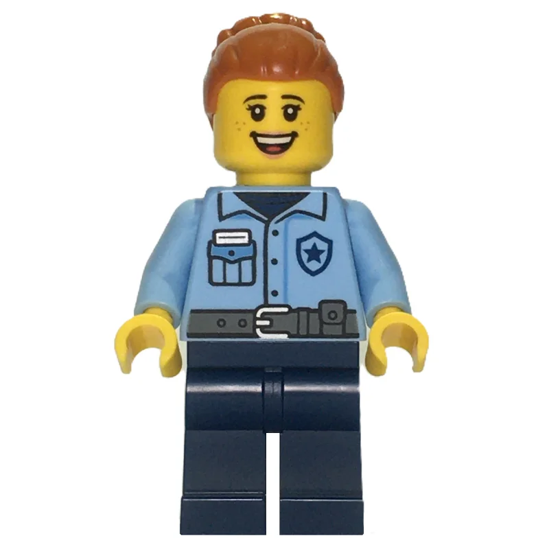 Police Officer, Bright Light Blue Torso, Dark Blue Legs, Dark Orange Hair