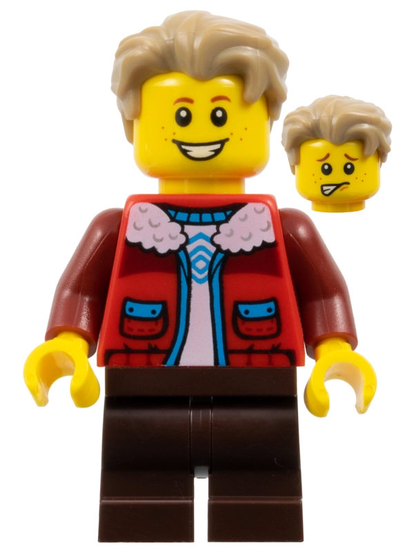 Kid, Red Torso, Dark Brown Medium Legs, Dark Tan Hair