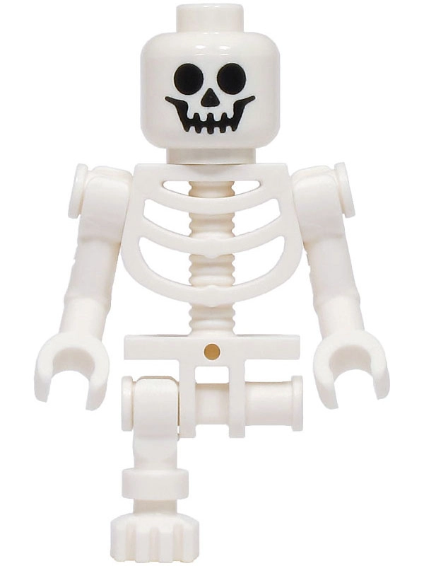 Skeleton, Standard Face, Bent Arms, Vertical Hand Clips, 78132 Torso, Missing Left Leg