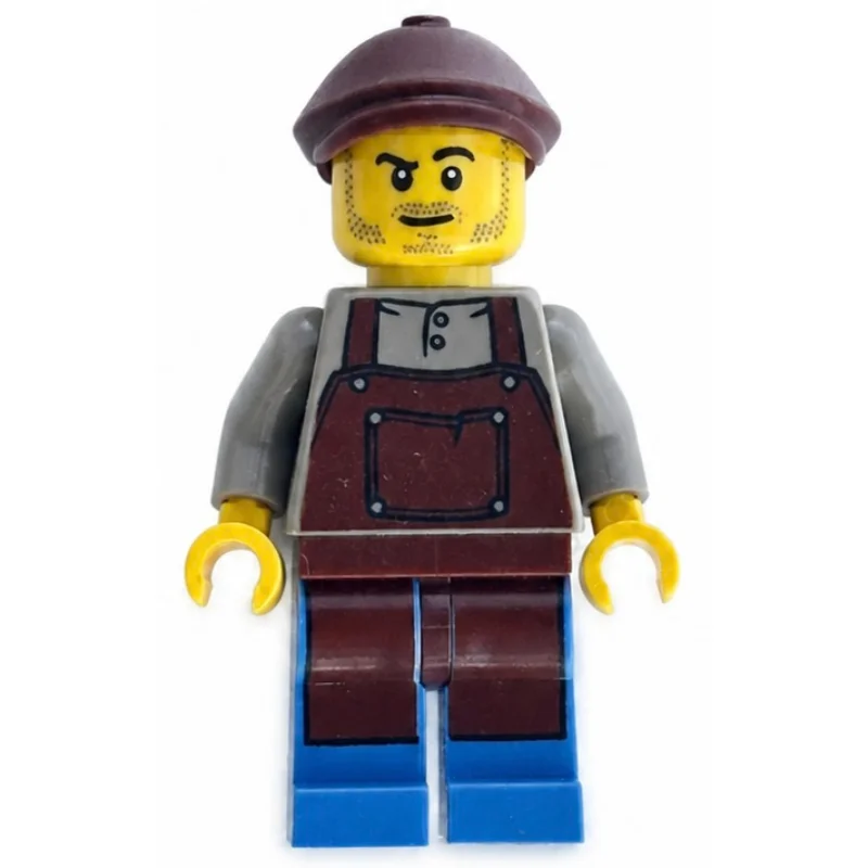 Man, Reddish Brown Apron, Reddish Brown Cap