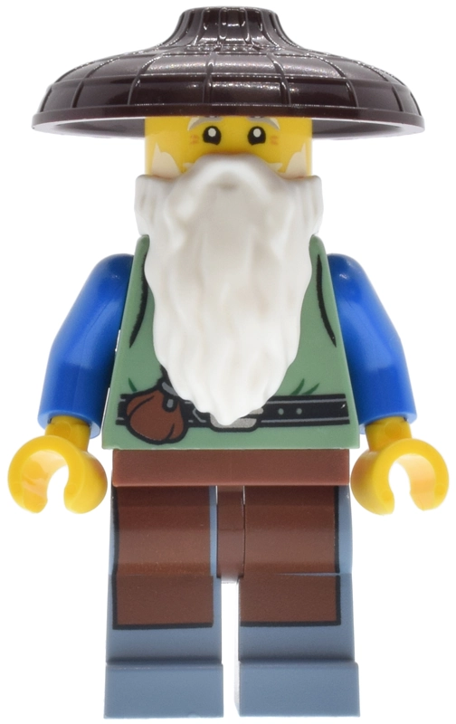 Man, Sand Green Torso, Sand Blue Legs, Dark Brown Hat, White Beard