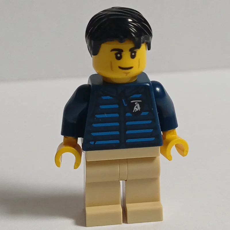 Lamborghini Driver, Dark Blue Torso, Tan Legs, Black Hair