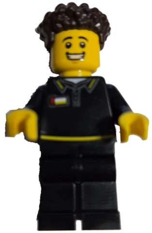 Store Employee, Black Suit, No LEGO Logo, Dark Brown Hair