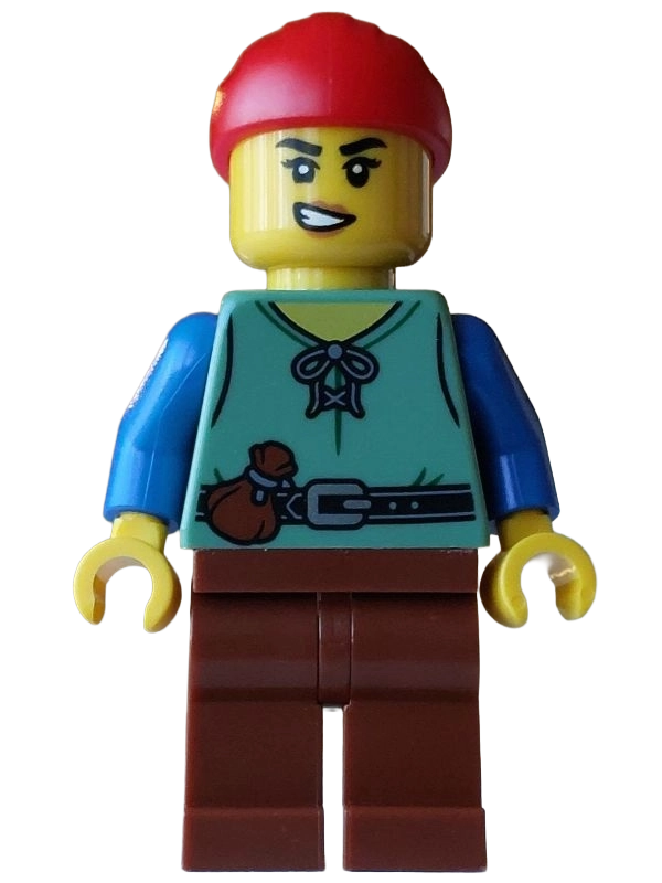 Pirate, Woman, Sand Green Torso, Reddish Brown Legs, Red Bandana