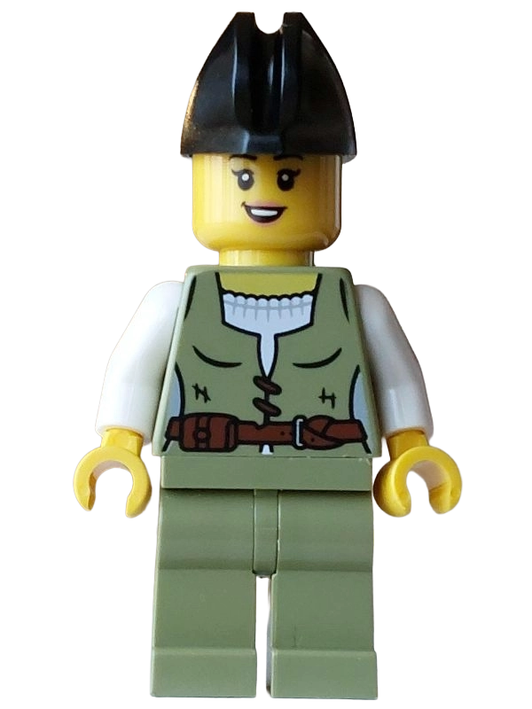 Pirate, Woman, Olive Green Torso, Legs, Black Bicorne Hat