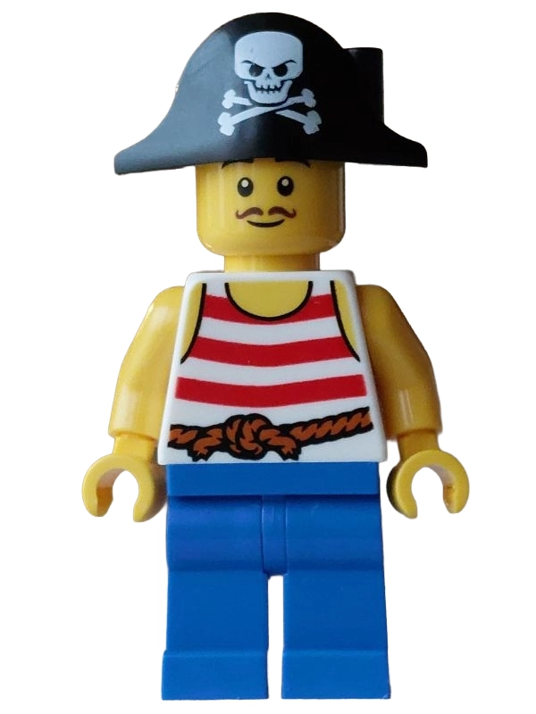 Pirate, White Torso, Blue Legs, Black Bicorne Hat