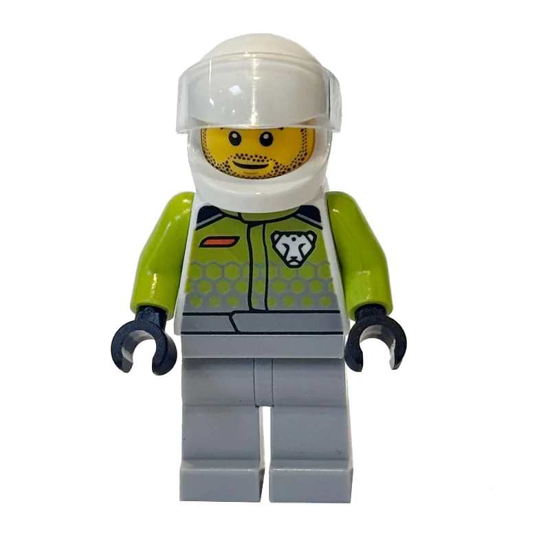 Race Driver, Lime Torso, Light Bluish Grey Legs, White Helmet