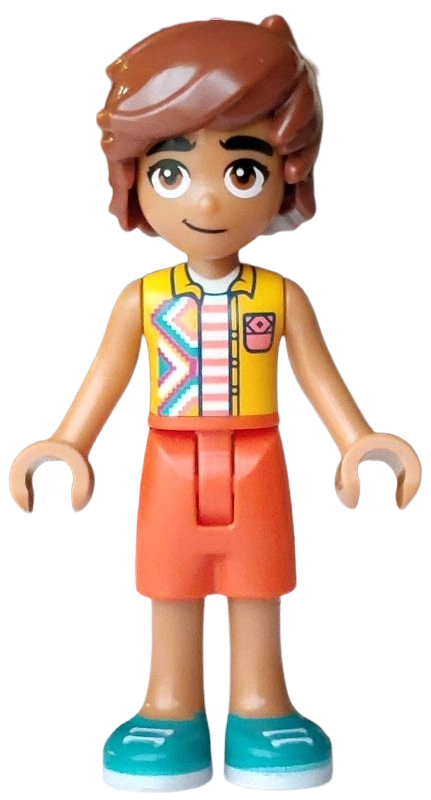 Leo, Bright Light Orange Vest, Reddish Orange Pants