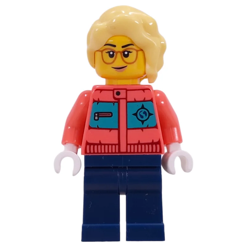 Arctic Explorer, Coral Torso, Dark Blue Legs, Bright Light Yellow Hair