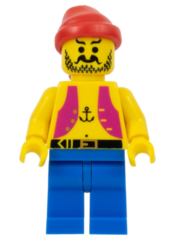 Pirate - Magenta Vest, Anchor Tattoo, Blue Legs, Red Bandana
