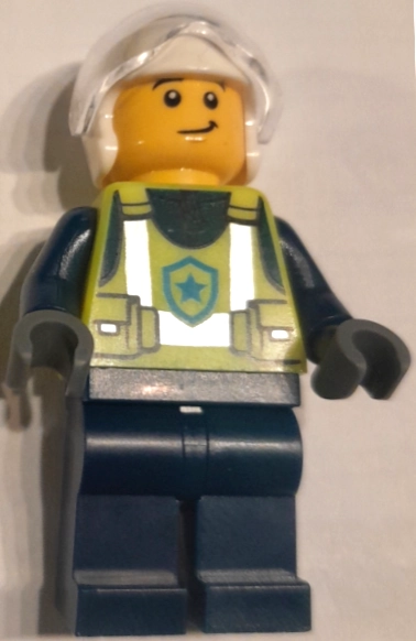 Police Officer, Vibrant Yellow Police Vest, White Helmet with Visor