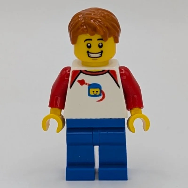 White Torso with Classic Space Fig, Blue Legs, Dark Orange Hair
