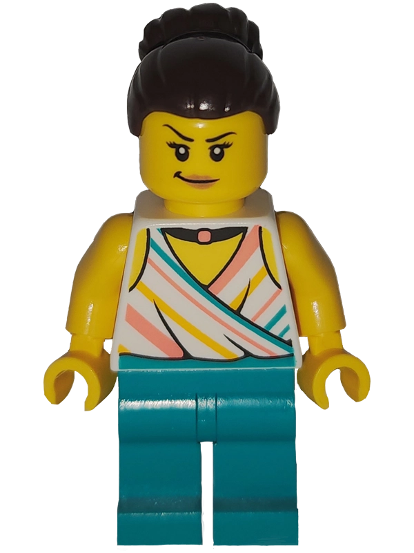Ballerina Teacher, White Torso, Dark Turquoise Legs, Dark Brown Hair