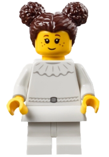 Ballerina, White Outfit, Medium Legs, Dark Brown Hair