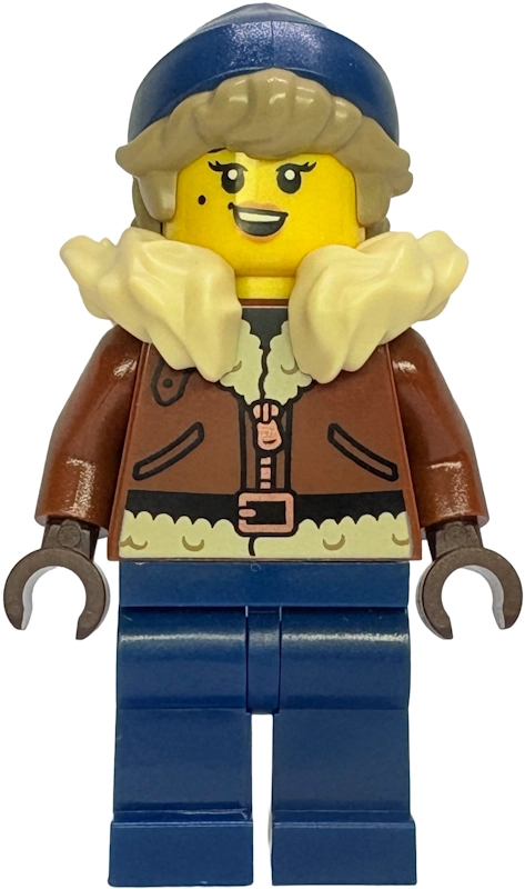 Prospector, Reddish Brown Coat, Fur Collar, Dark Blue Legs, Dark Blue Beanie