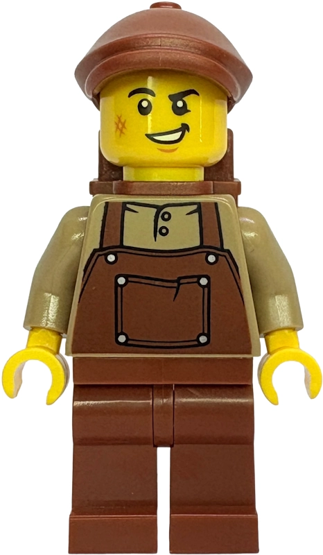 Climber, Dark Tan Shirt, Reddish Brown Apron, Reddish Brown Cap, Backpack