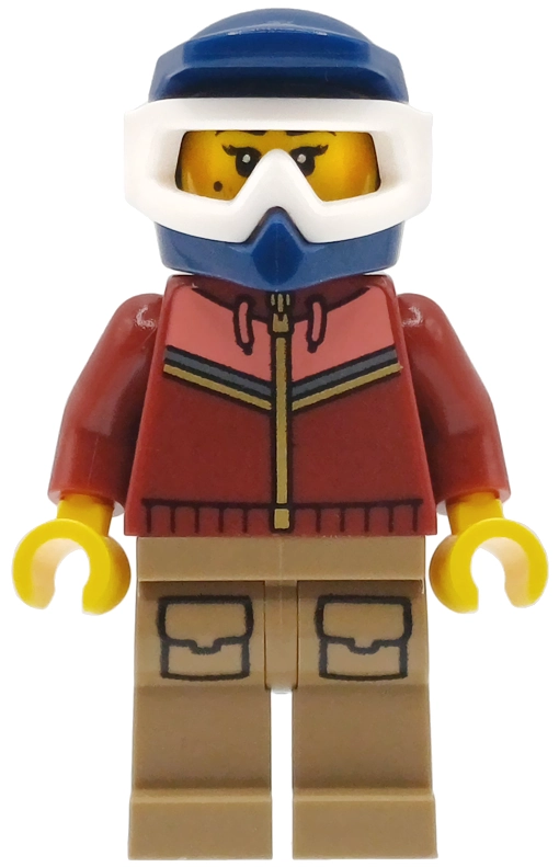 Motorcyclist, Dark Red Torso, Dark Tan Legs, Dark Blue Helmet