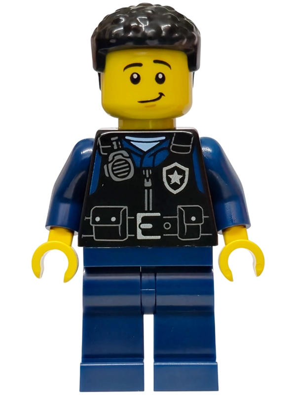Police Officer, Black Torso, Dark Blue Legs, Black Hair