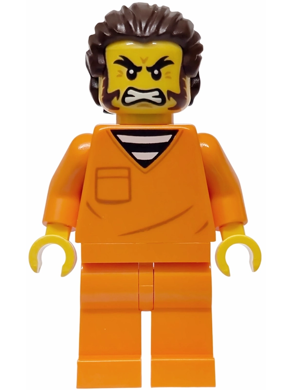 Prisoner, Orange Suit, Dark Brown Hair