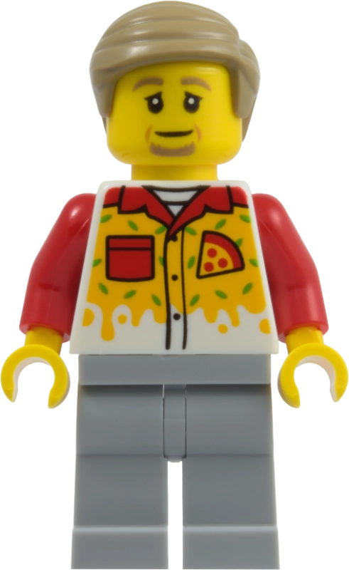 Pizza Worker, Light Bluish Gray Legs, Dark Tan Hair