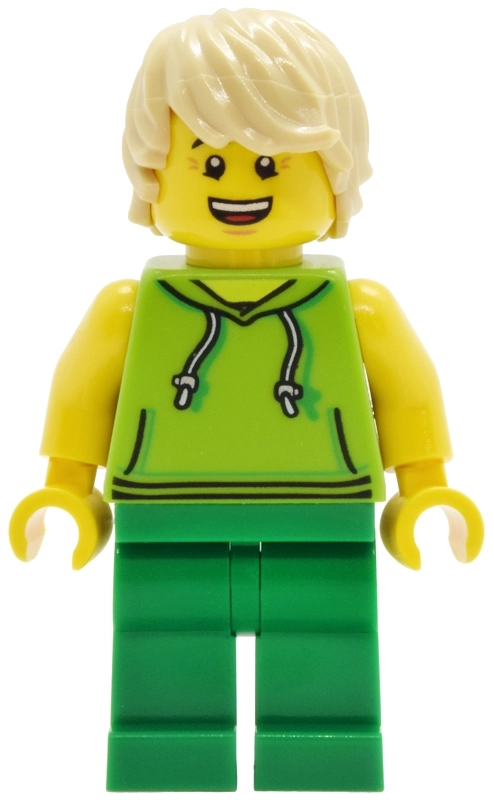 Man, Lime Hoodie, Green Legs, Tan Hair