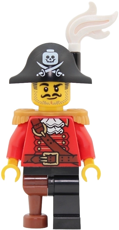 Pirate, Red Coat, Peg Leg, Bicorne Hat with White Plume