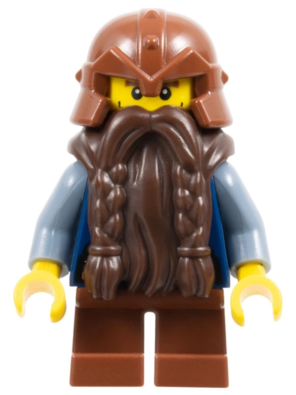 Dwarf, Dark Brown Beard, Reddish Brown Helmet, Cheek Lines
