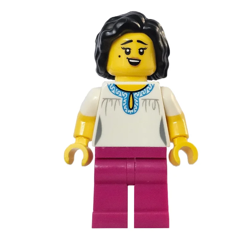 White Torso, Magenta Legs, Black Hair