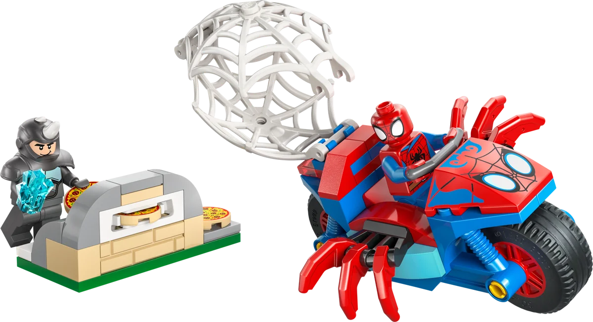 Spidey on his Motorcycle vs. Rhino