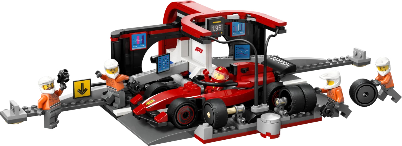 F1 Pit Stop & Pit Crew with Ferrari Car