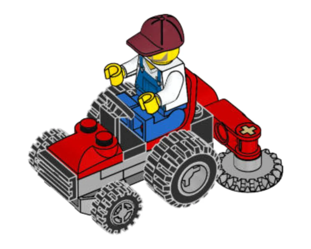 Gardener with Lawn Mower